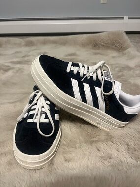 adidas White and Black Low-Top Leather Sneakers